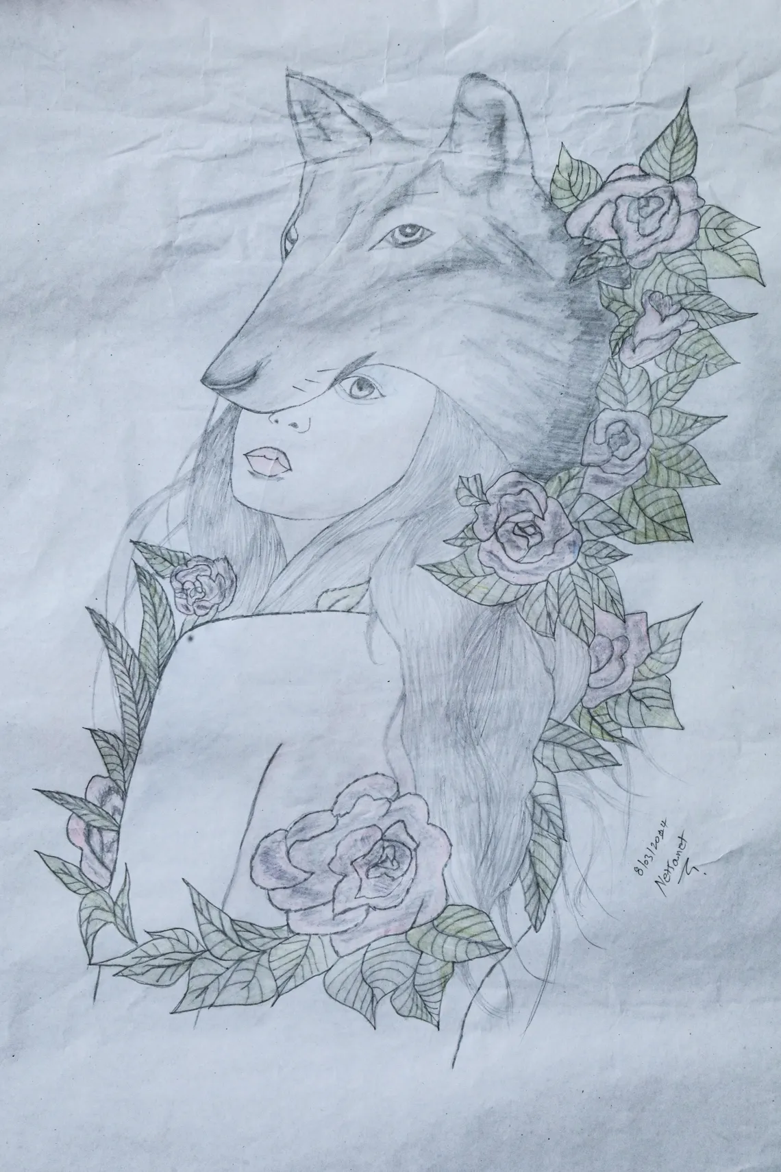 She is a beautiful lady, and the flower shows her beauty