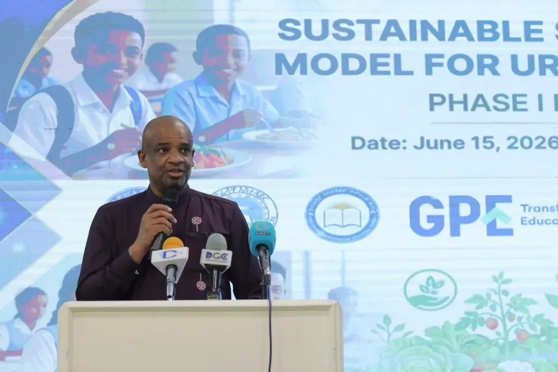 UNICEF Ethiopia Representative Dr. Abubacar Kampo giving a speech