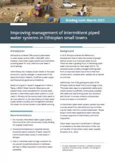 Improving management of intermittent piped water systems in Ethiopian small towns