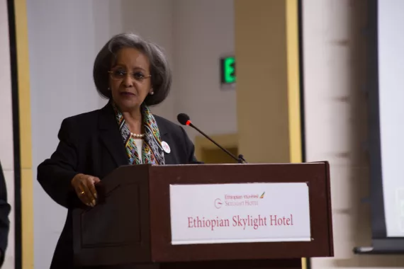 H.E Sahle Work Zewde speaking at National Costed Roadmap for ending child marriage and FGM/C