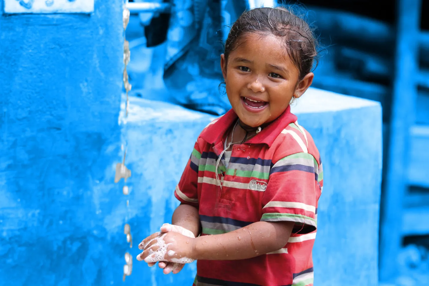 UNICEF distributed hygiene kits in Baluwa village in Gorkha, one of the worst affected in Nepal.