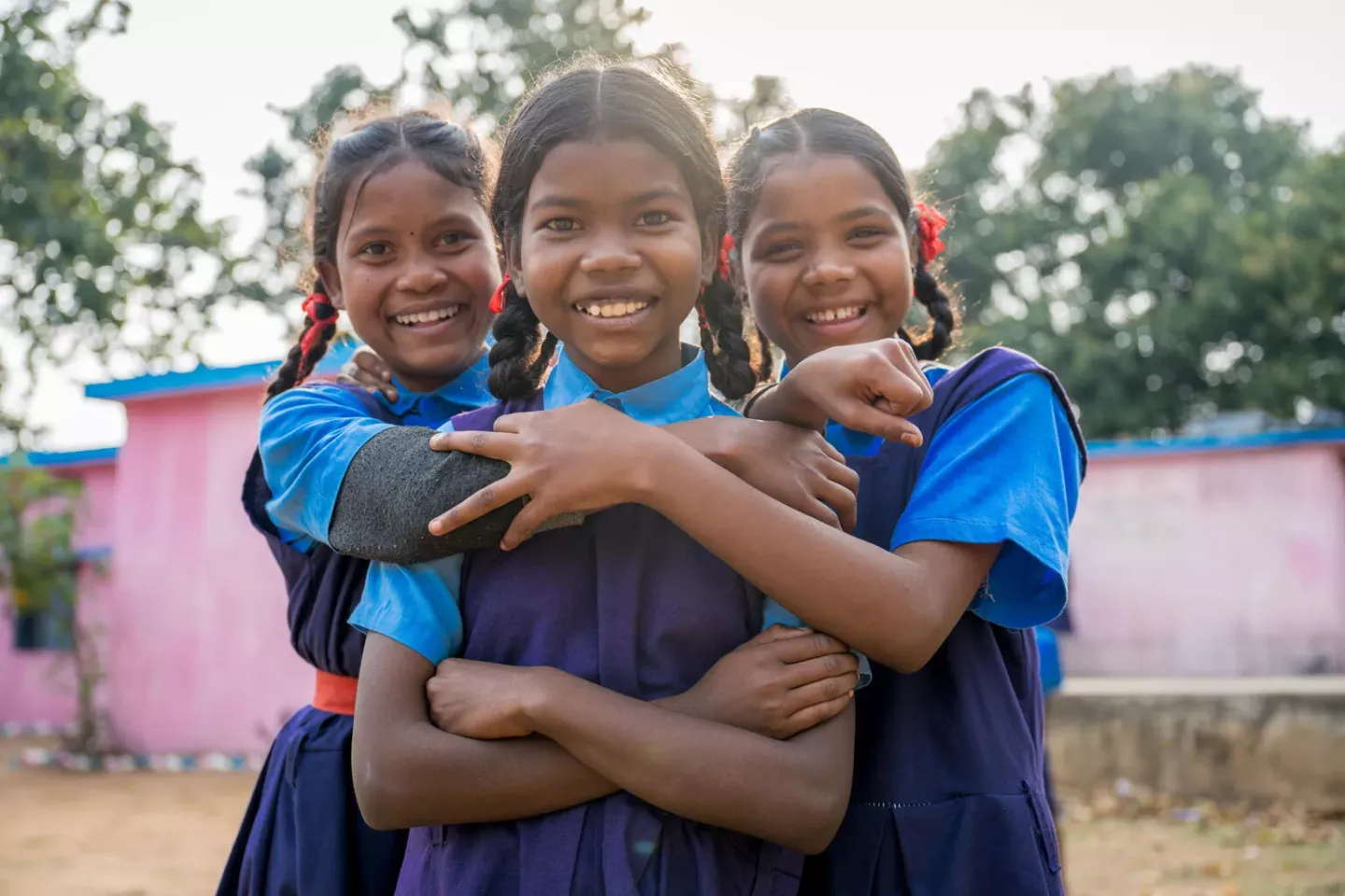 Happy children. Location : MS School Village Bagdol, Bageecha, Jashpur, Chattisgarh, India.
