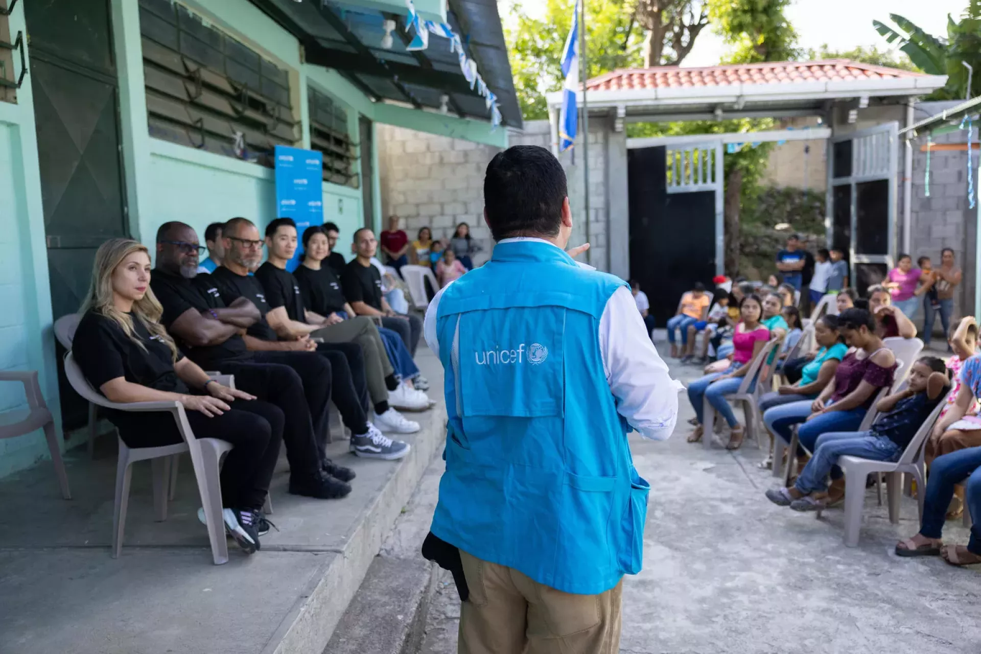 On October 8, 2024 in San Juan Ermita, Chiquimula, Guatemala, Edgar Fajardo, UNICEF WASH Officer in the presentation of the Sustainable Total Sanitation and Hygiene (SAHTOSO) actions in the community.  In Guatemala only 59% of households have piped water and 1 out of 5 children live in homes where there is no place to wash their hands with soap and water.