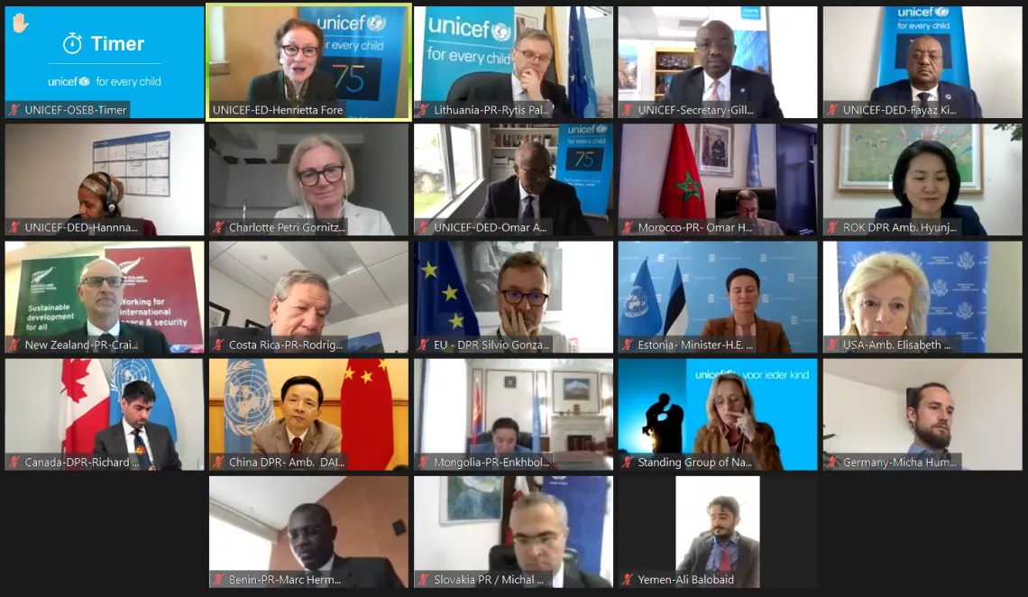Screen capture of UNICEF Executive Director Ms. Henrietta H. Fore