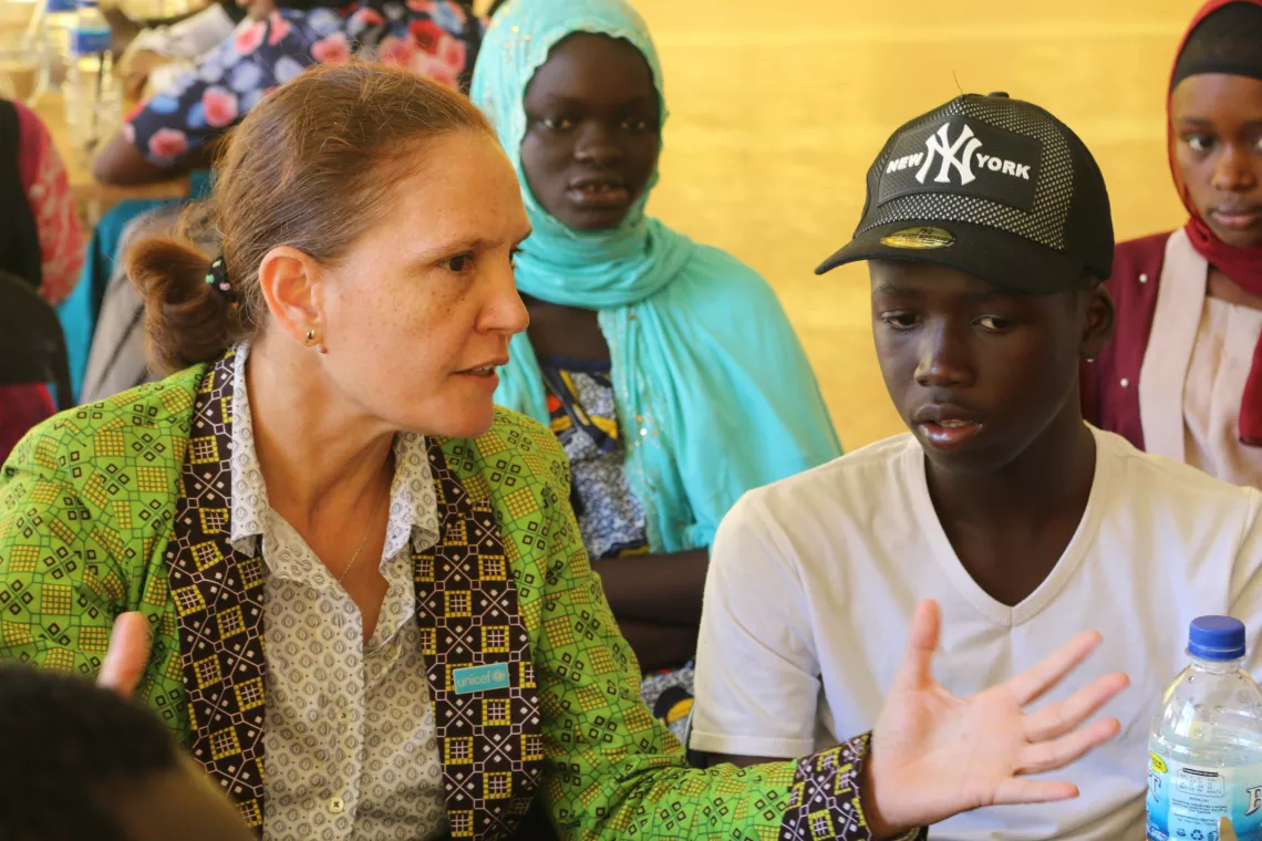 UNICEF Gambia country representative speaks to children