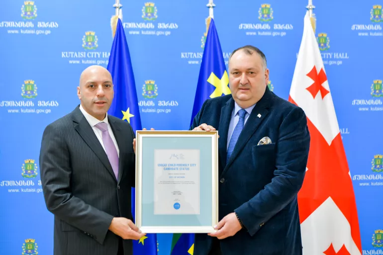 UNICEF Representative Ghassan Khalil and the Mayor of Kutaisi Ioseb Khakhaleishvili