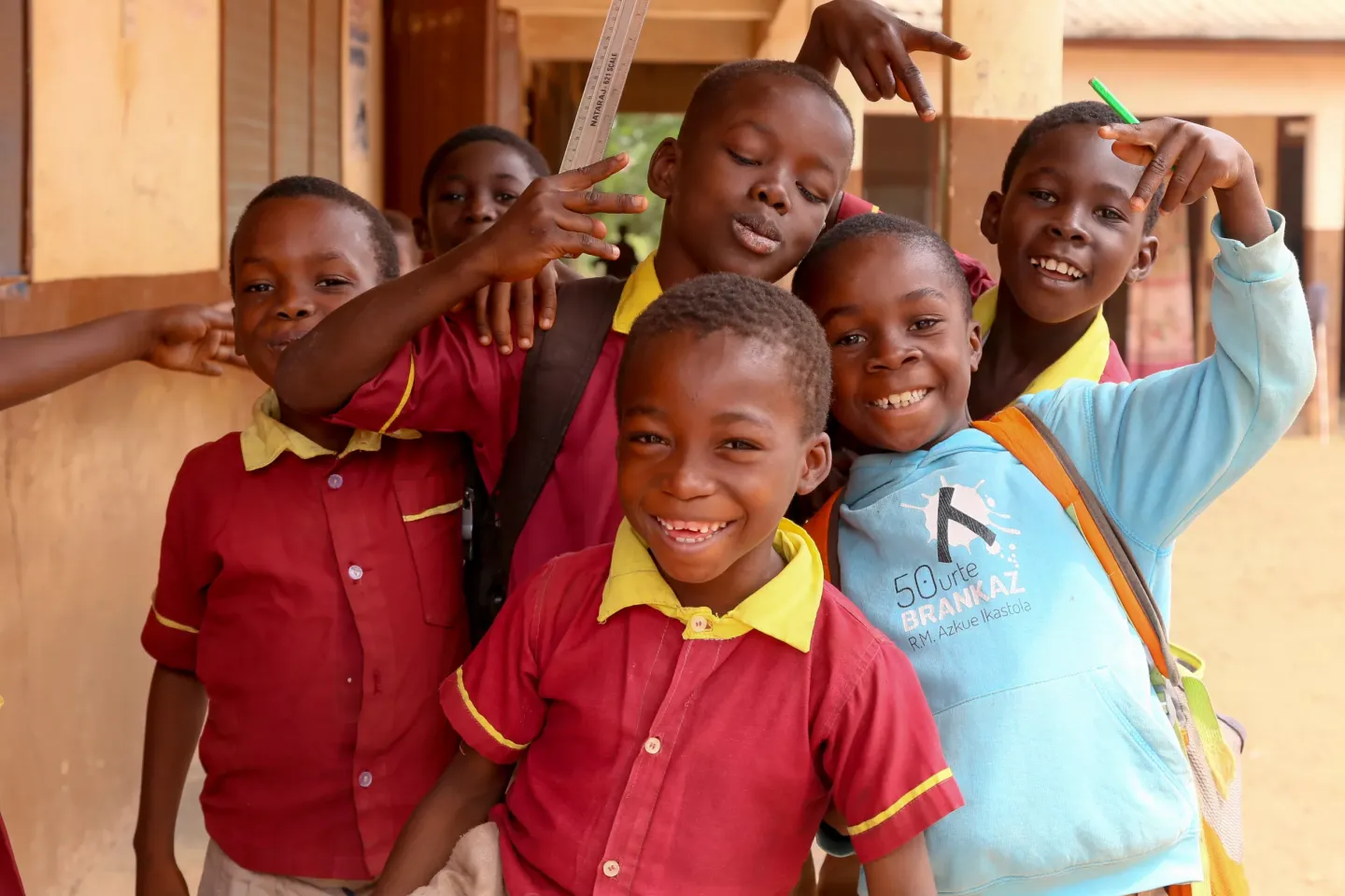 Happy school children.