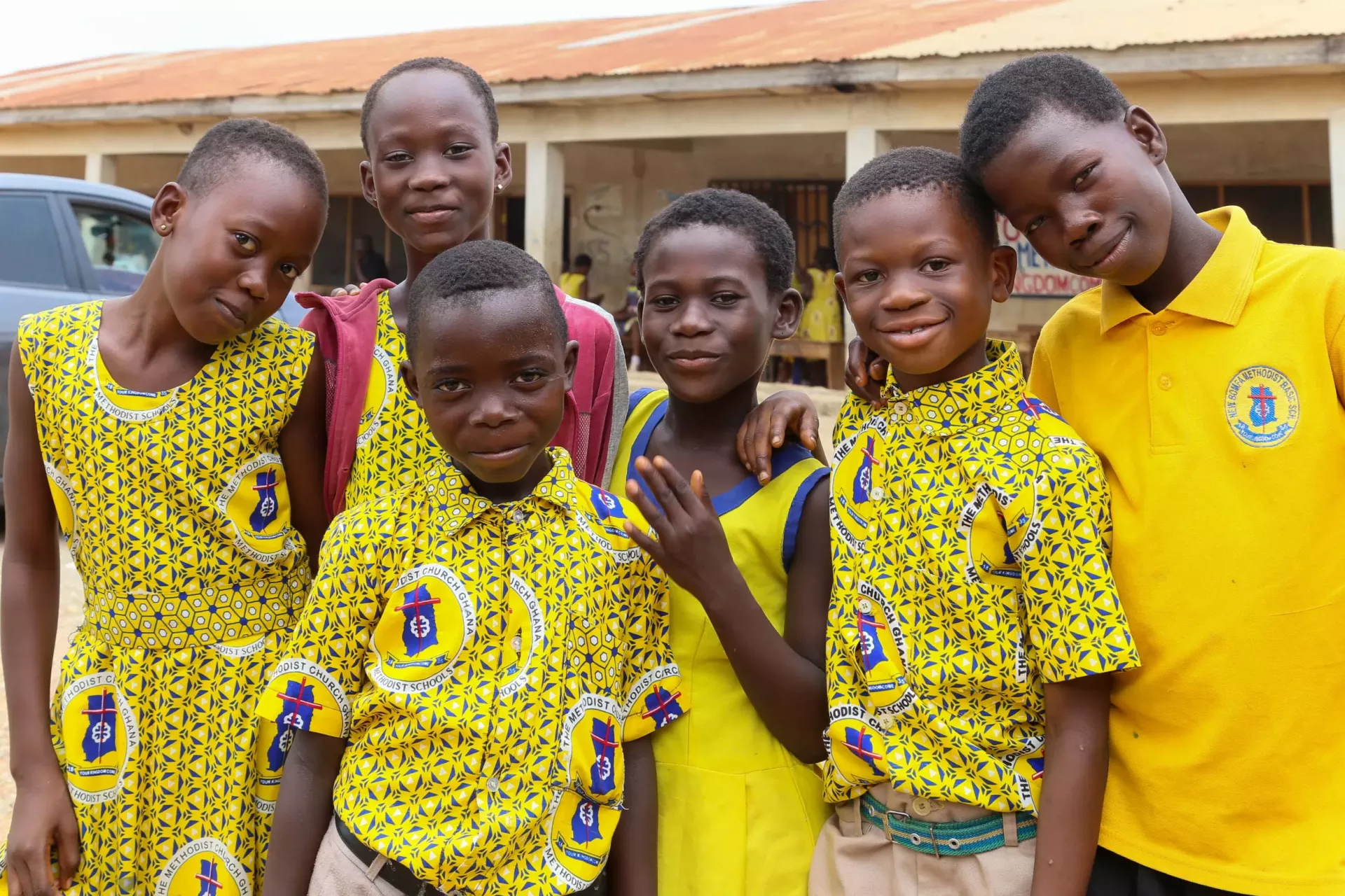 Happy school children.