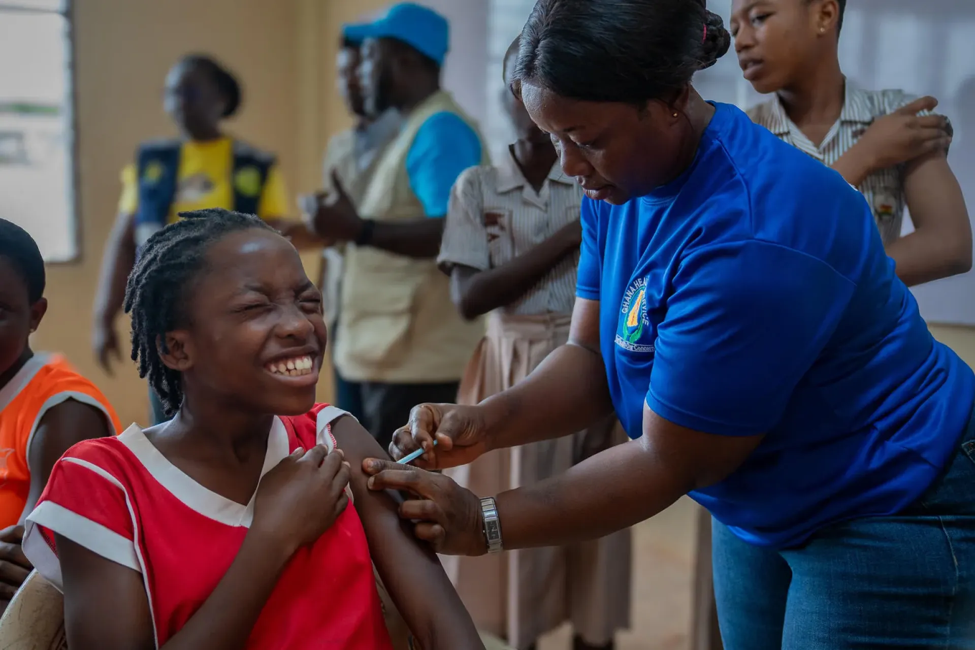 A girl gets her HPV Vaccine