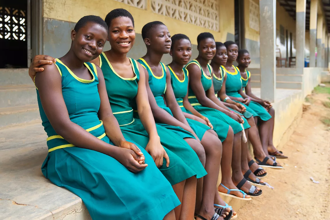 A group of young girls at the Odoben A.M.E. Zion missionary school in Asikuma Odoben Brakwa District on 7 September 2016.