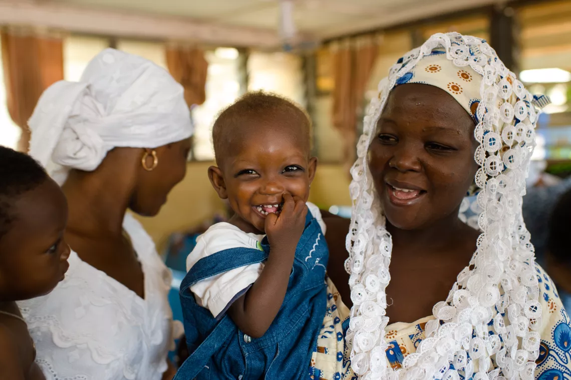 Fulaiha Rashid and her mother, Adisa Abdul-Rashid, at a Child Welfare Clinic at the Central Hospital in Tamale in the Northern Region of Ghana on 15 July 2015.