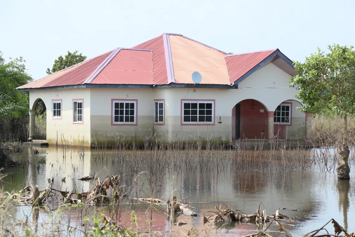 A house in Mepe submerged in water