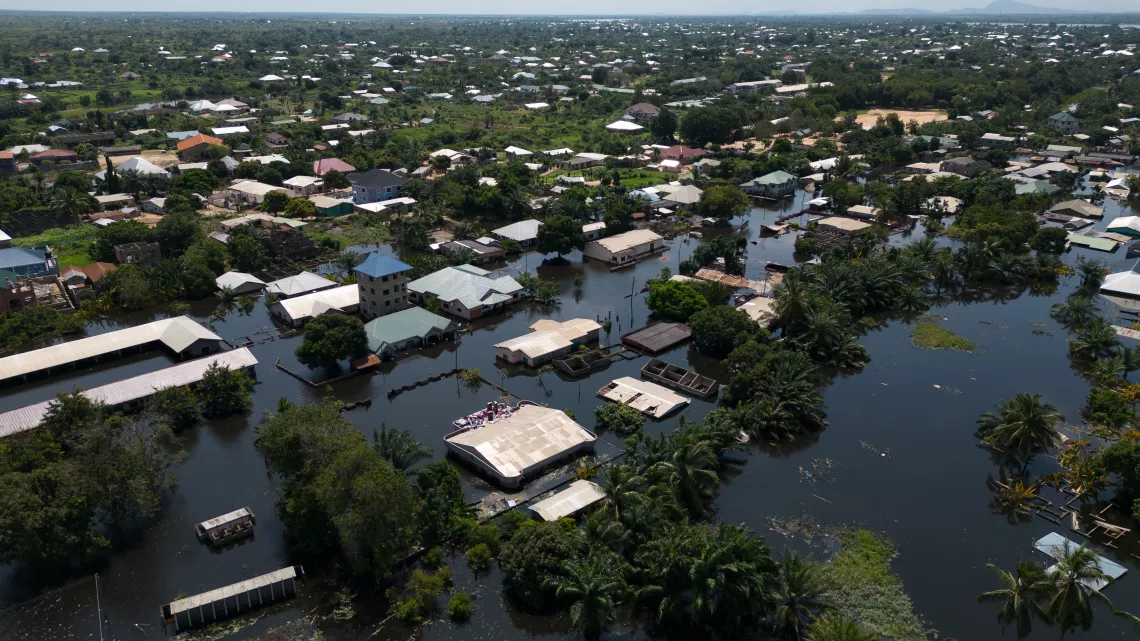 Houses submerged in water