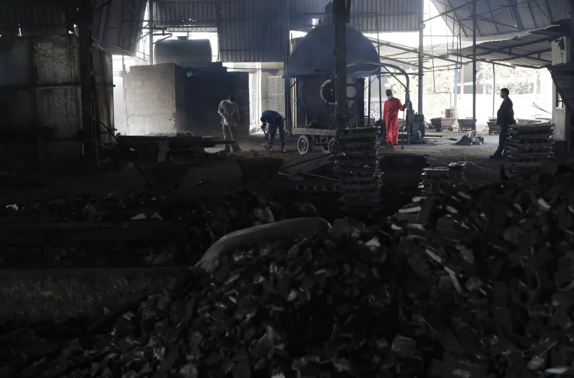 A lead battery recycling factory