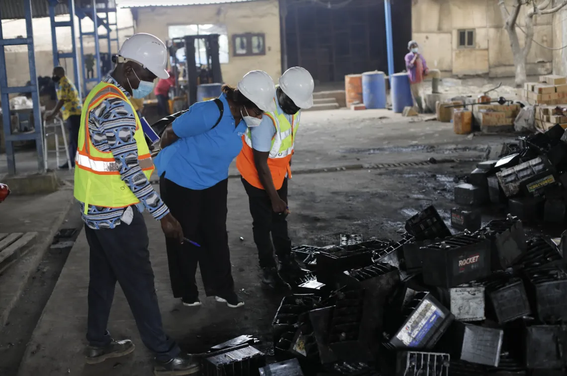 Edith Clarke, UNICEF Environment Specialist with partners from the Factories Inspectorate 