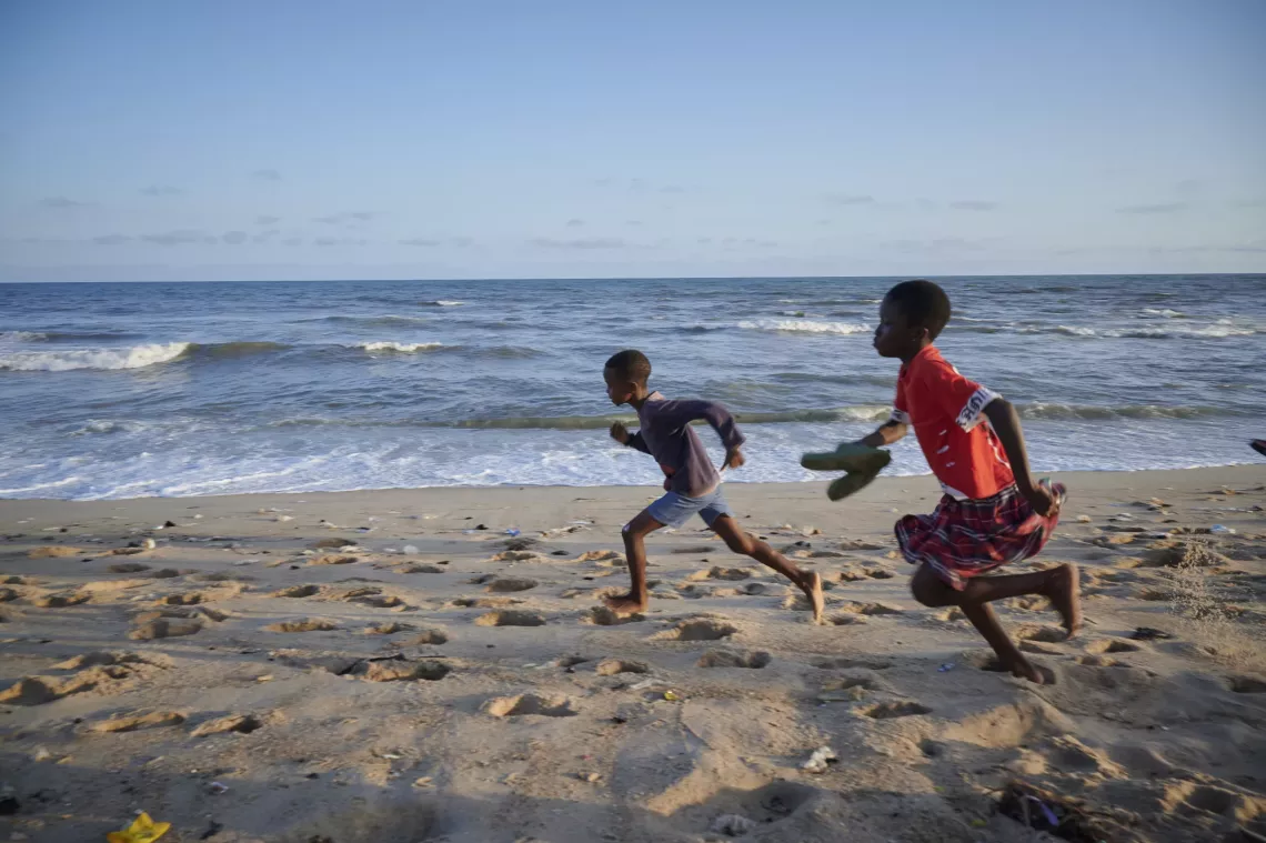 Children playing at the beach 