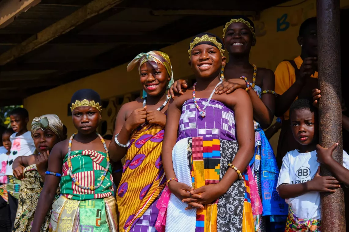Young girls posing for a photo 