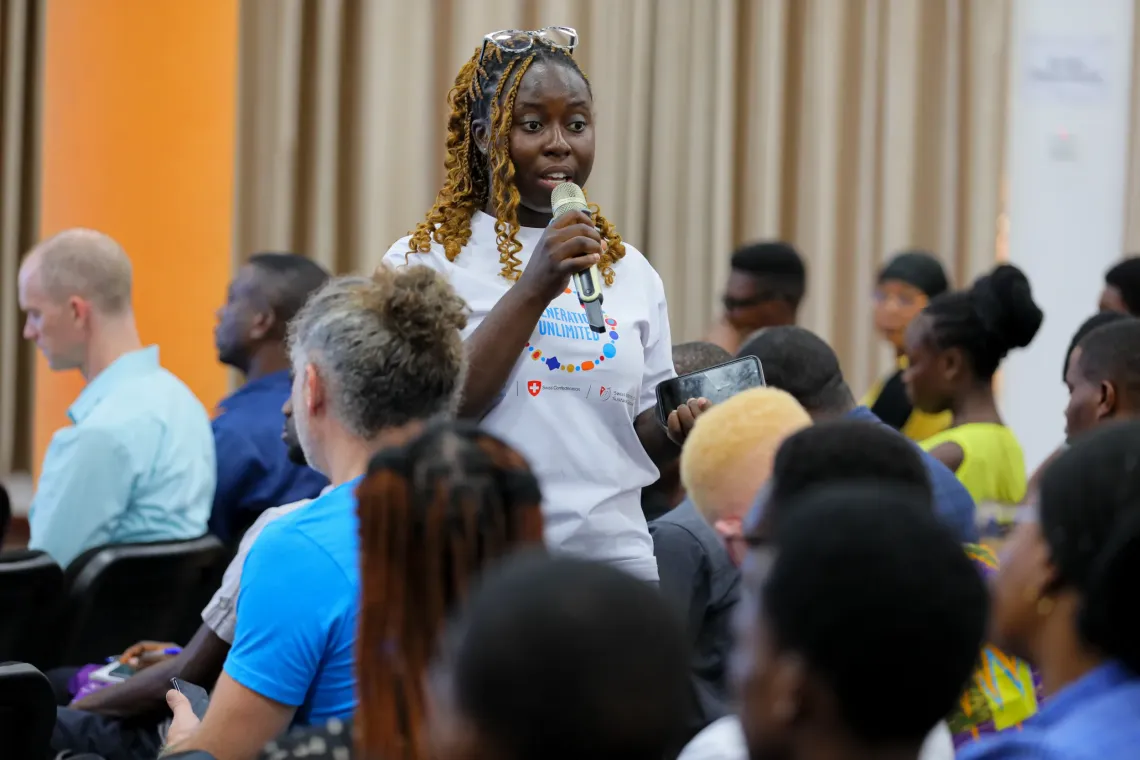 Grace speaks during the launch of YOMA in Ghana