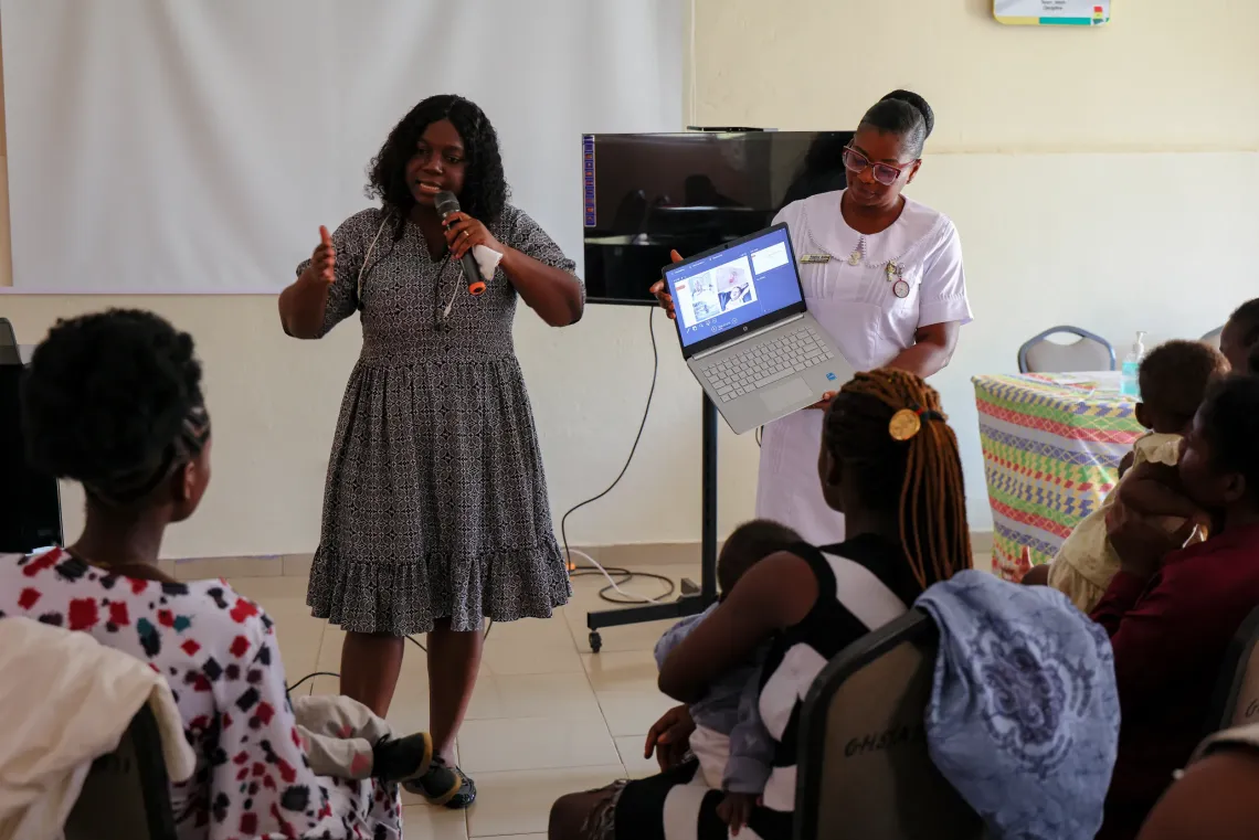 A midwife speaks to during an engagement at the NAM school 