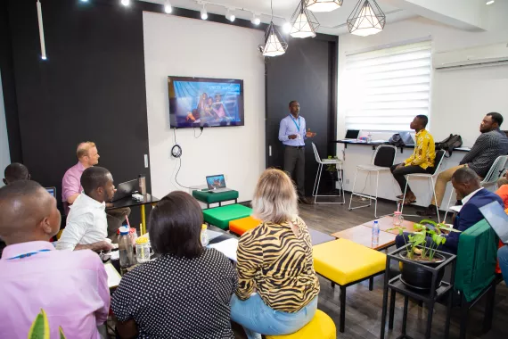 Participants of the UNICEF Startup meet staff members