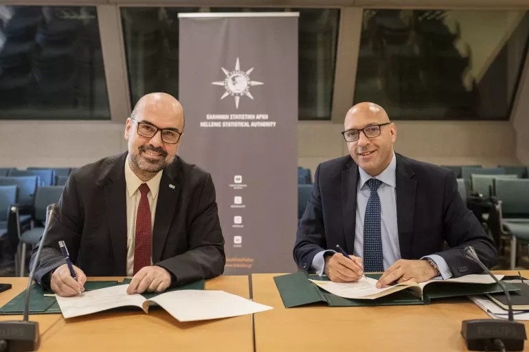 &Mu;r. Athanasios Thanopoulos, President of ELSTAT and Dr.Ghassan Khalil, UNICEF Representative in Greece,  signed an MoU on June 25 2024.