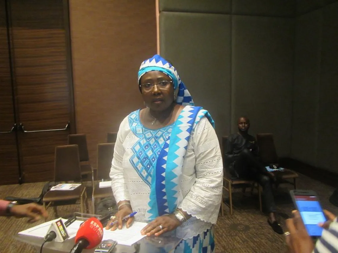 Mme Mariama Sylla, Ministre des affaires sociales, de la promotion f&eacute;minine et de l&rsquo;enfance pronon&ccedil;ant son discours de bienvenue
