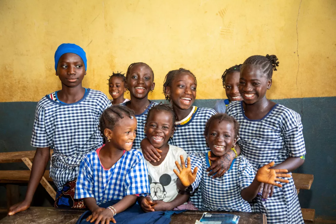 El&egrave;ves &agrave; l&rsquo;&eacute;cole primaire de Gback&eacute;dou, pr&eacute;fecture de Beyla situ&eacute; dans la r&eacute;gion de Nz&eacute;r&eacute;kor&eacute; en Guin&eacute;e. 