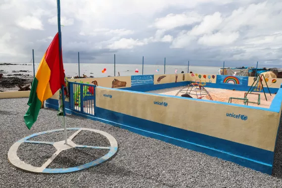 Playground at the preschool day care center at the Temenetaye Port, Conakry, Guinea.