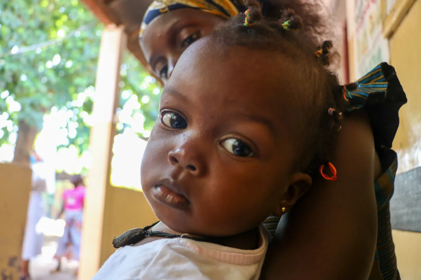 Djiba Seidi, 19-mo and her mother Aissato Bald&eacute;, 25, at Nutritional Recovery Centre in Gab&uacute; 