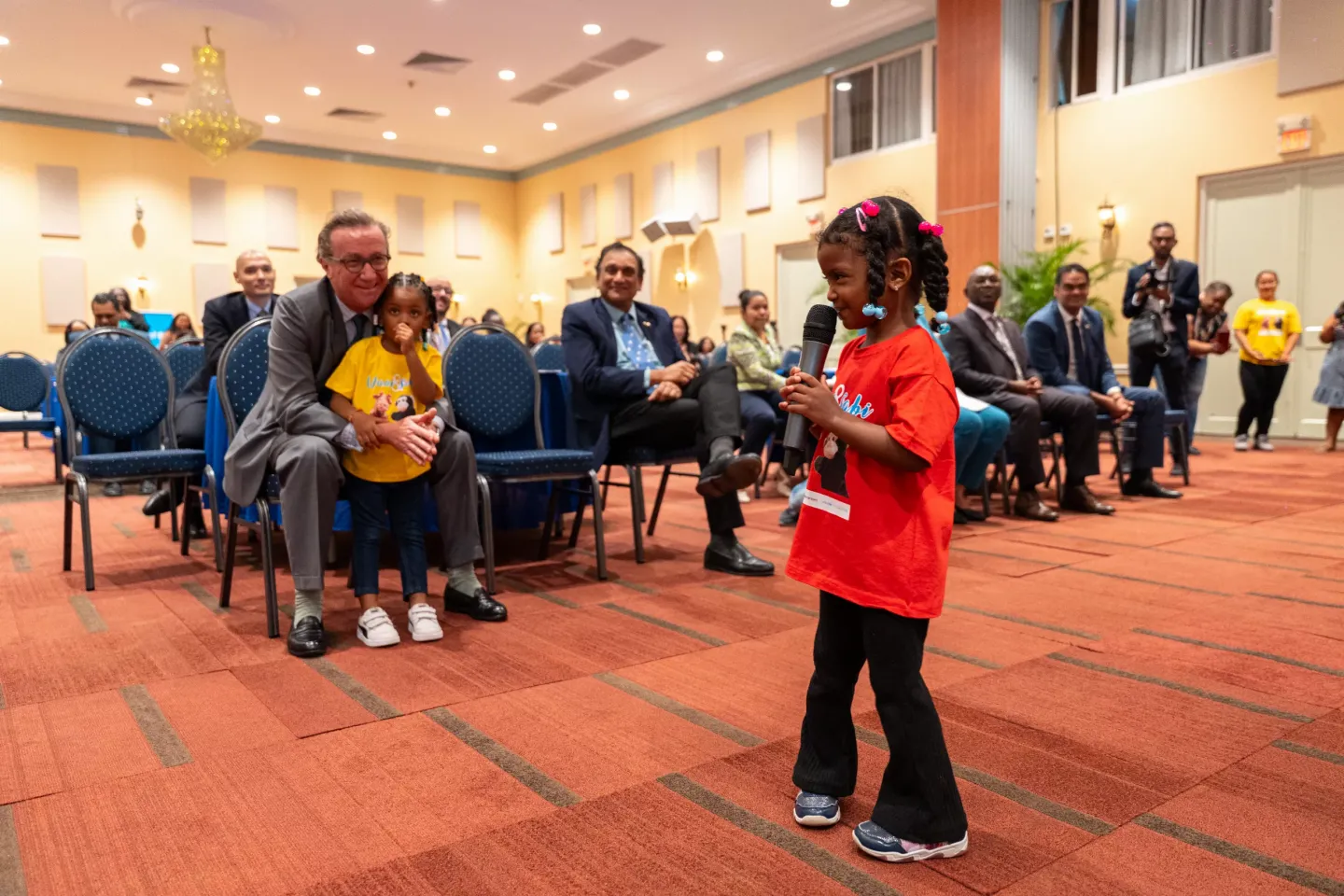 UNICEF Representative Nicolas Pron interacts with children at National Multi-sectoral ECD Policy Launch in Suriname