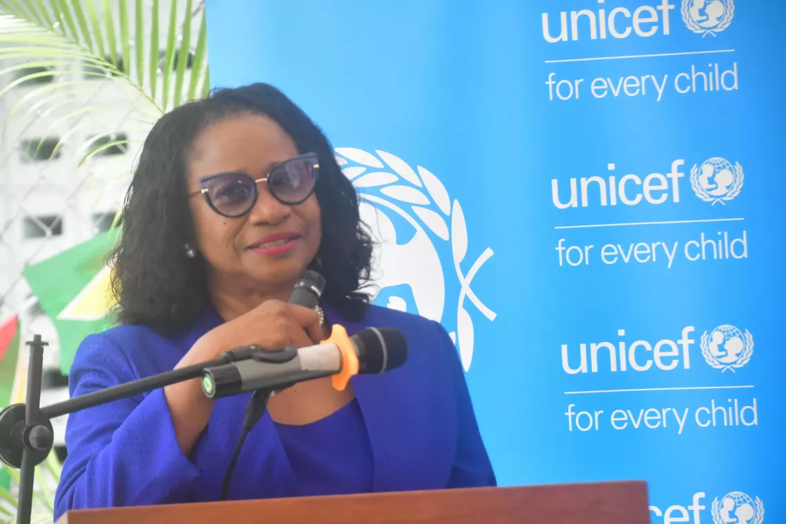 Chancellor of the Judiciary Madame Yonette Cummings-Edwards SC delivers remarks at the opening of the Children's Court at Charity