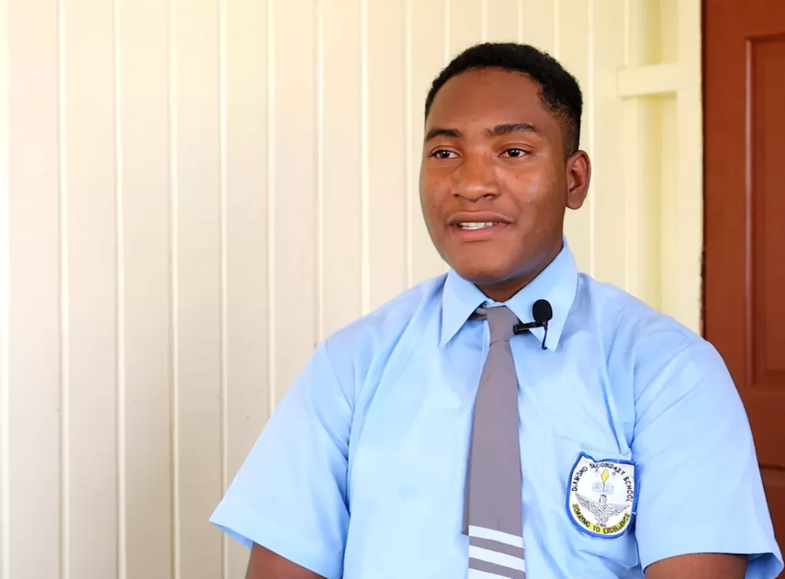 Nathan Abraham - student of Diamond Secondary School who participates in the Spotlight sessions on GBV