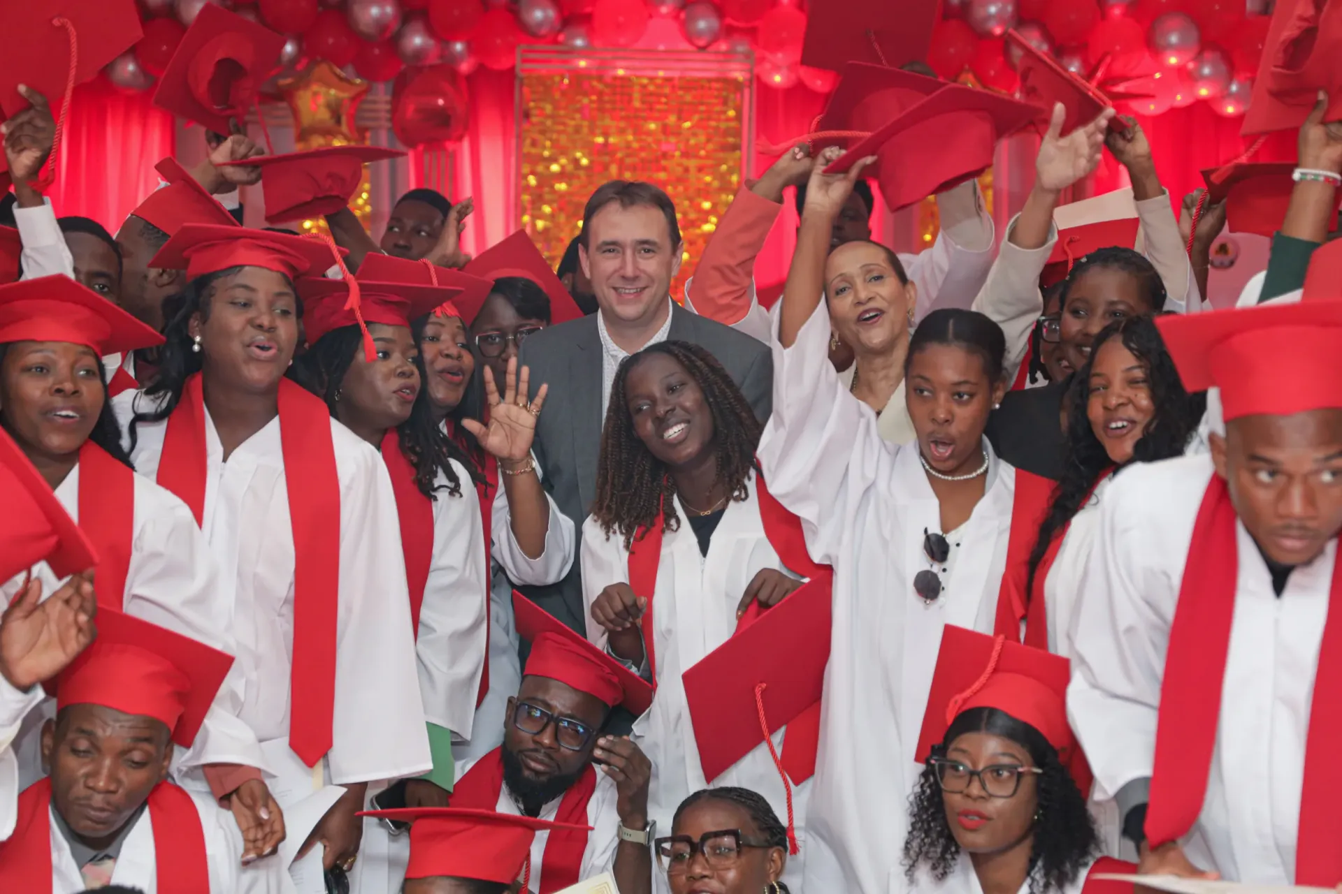 A group of people celebrating