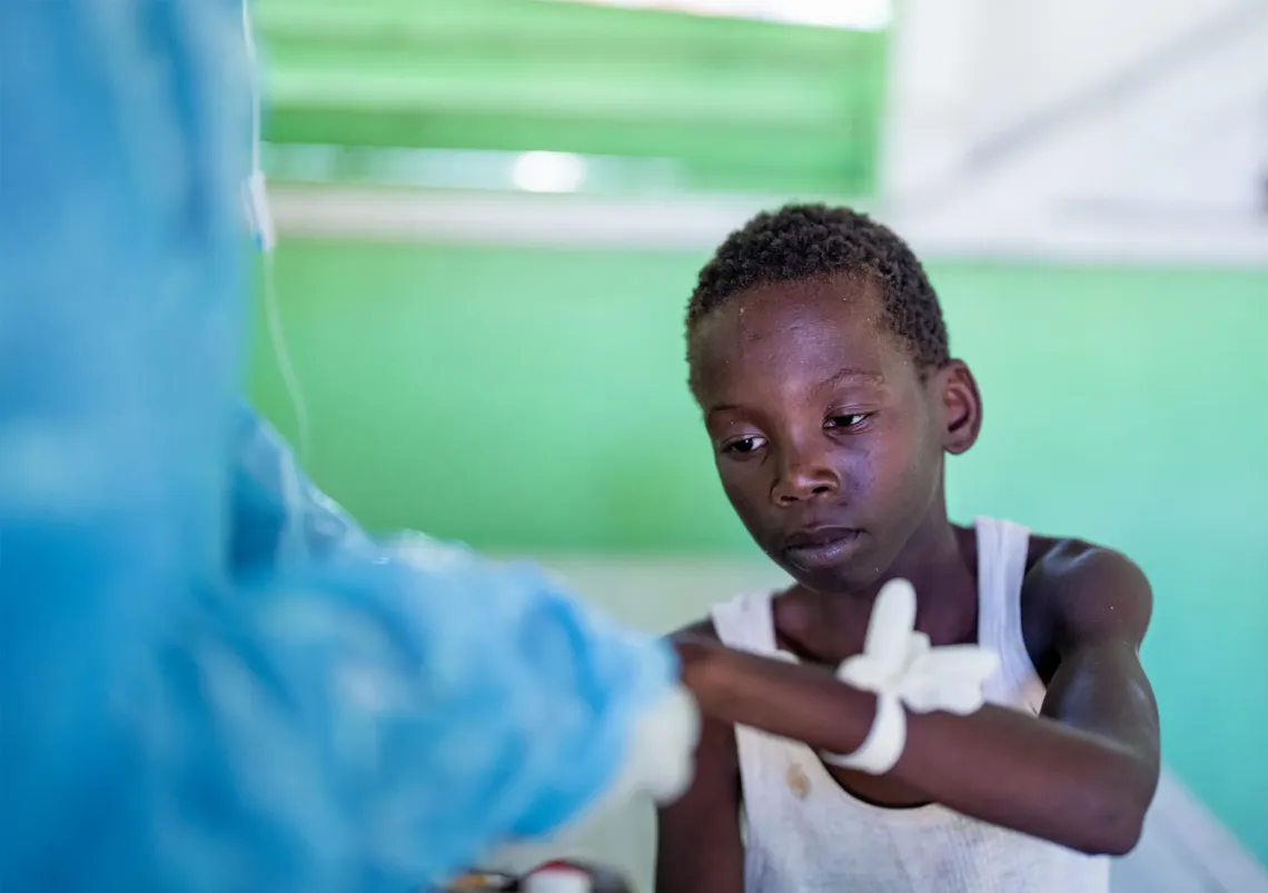 A child receiving healthcare at a hospital