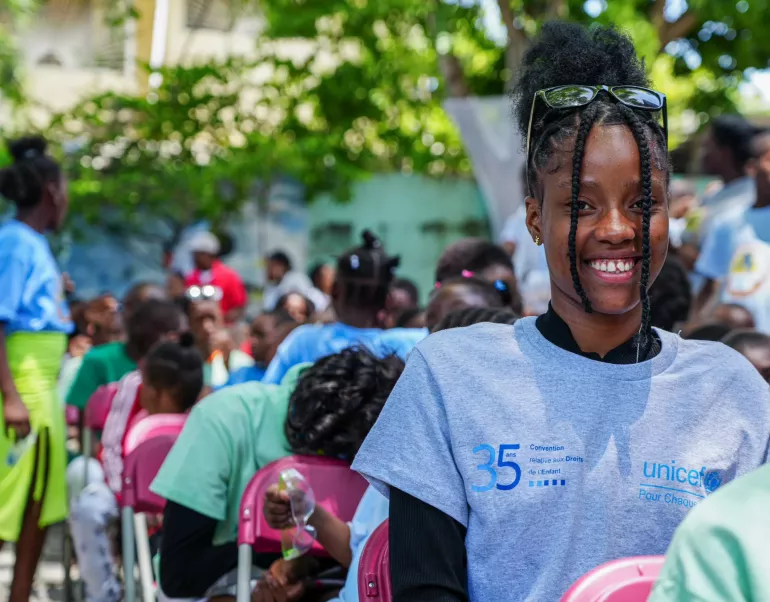 A young girl who took part in activities to celebrate the National Day of the Haitian Child.