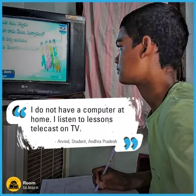 Children learning remotely.