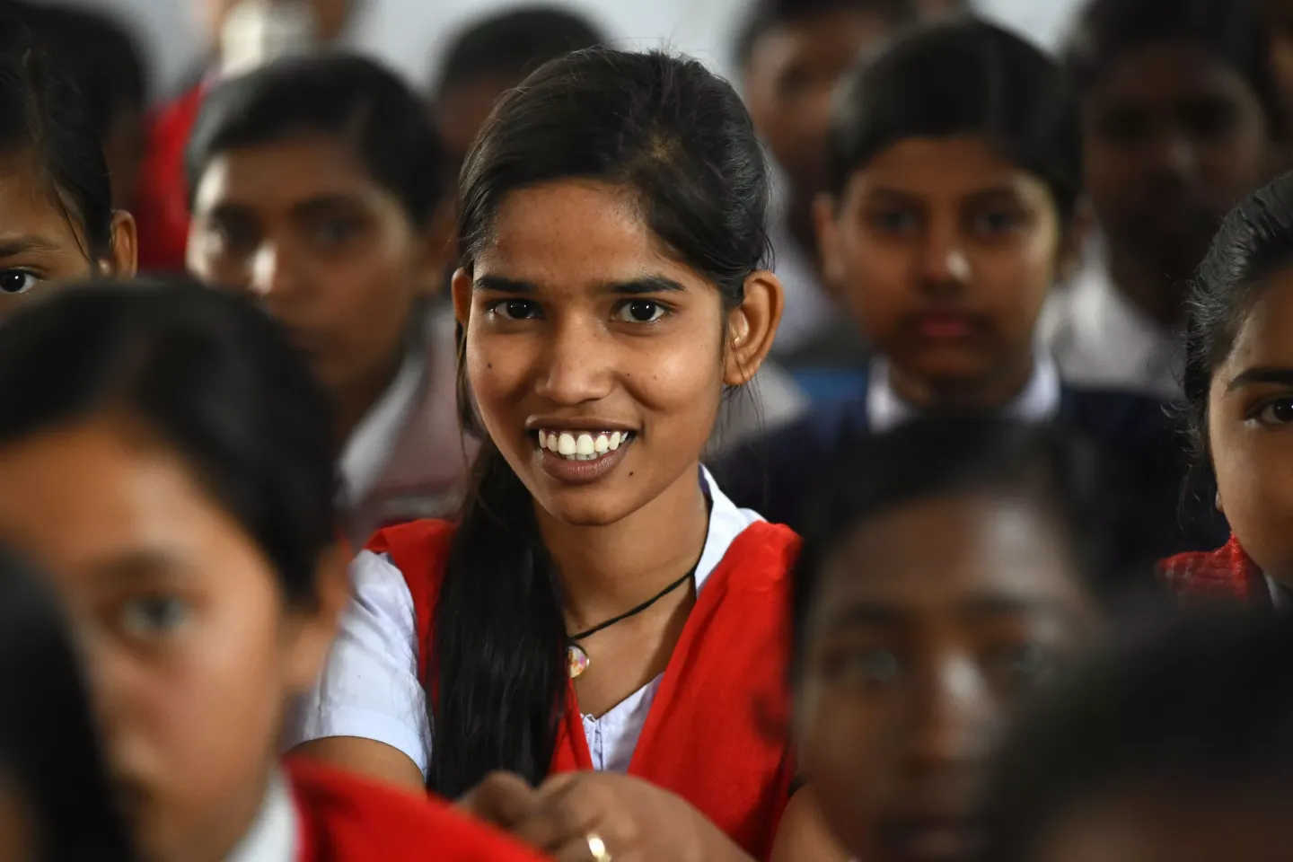 A young girl smiling 