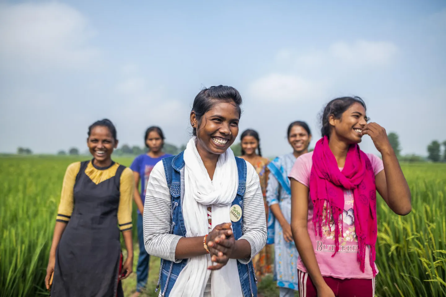Nineteen-year-old Suman stands with her peers at her house in Admapur in Varanasi, Uttar Pradesh. Stayfree and UNICEF have been working together for over 7 years to improve menstrual health and hygiene management among adolescent girls.