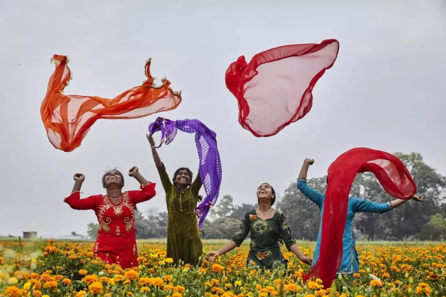 A group of adolescent girls enjoy a light moment together. Equipped with 21st-century skills, both digital and life, they feel confident and empowered, Bajitpur, Kalyanpur Panchayat, Patna, Bihar, India.