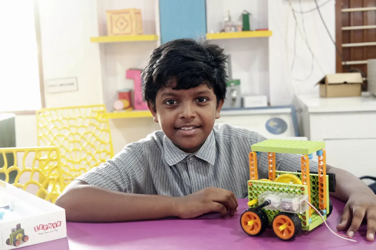 V.Vamsi, a 12-year-old 6th grade student at ATL Lab.