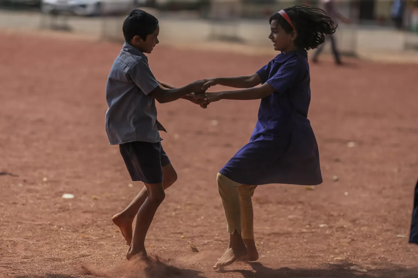 Students play during a break at Zilla Parishad Primary School in Arni village, Dharashiv District, Maharashtra, India.