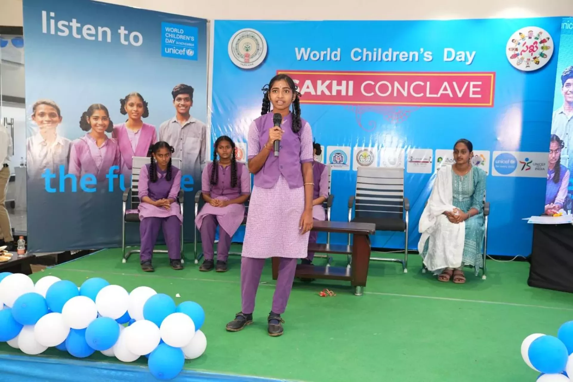 P. Pallavi, a 9th-grade student from Kumaram High School, highlighted the crucial role of helpline numbers in supporting children, women, and emergency services during the Sakhi Conclave, promoting awareness and empowerment among adolescents.