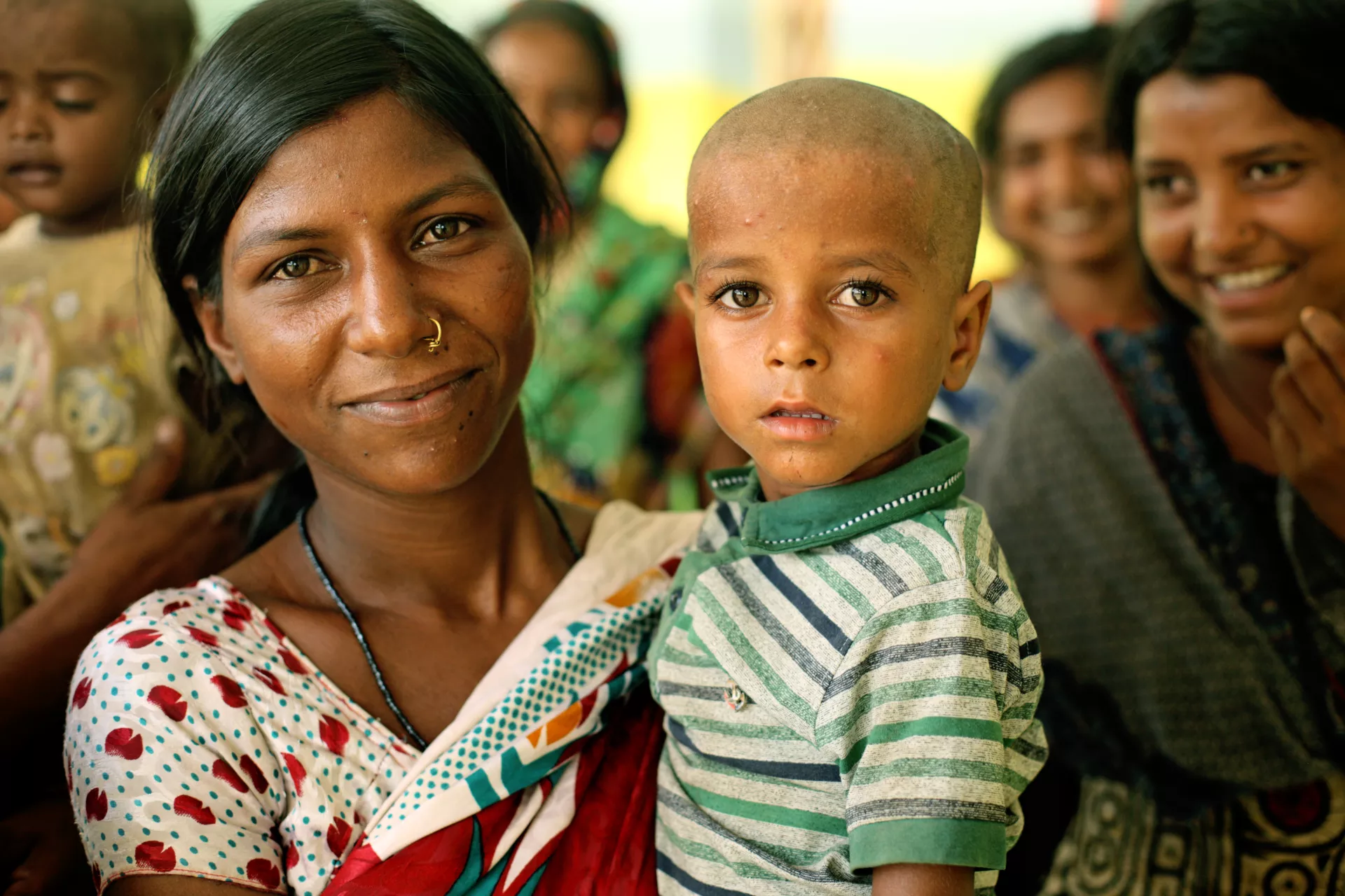 Portrait of Pardhi tribal mother and son.