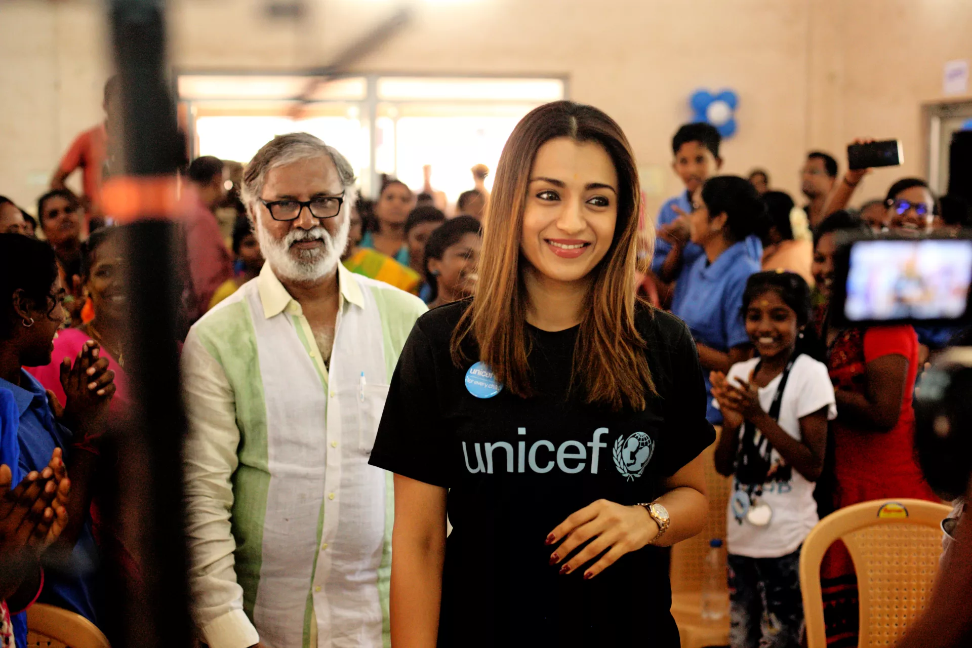 UNICEF India celebrity advocate Trisha Krishnan at &Acirc;&not;AIR site TNSCB Community Hall in Ennore, Chennai.