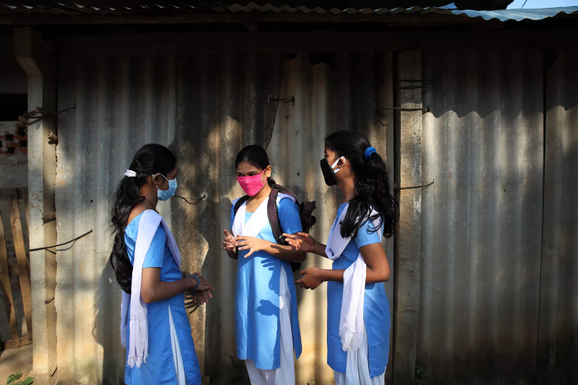 14 years old Sania Akhtar, Sofia Perveen and Bushra Alam are close neighbours and study in class 9 at Barahambarada Government High School, Rasulpur, Jajpur, Bhubaneshwar, Odisha.