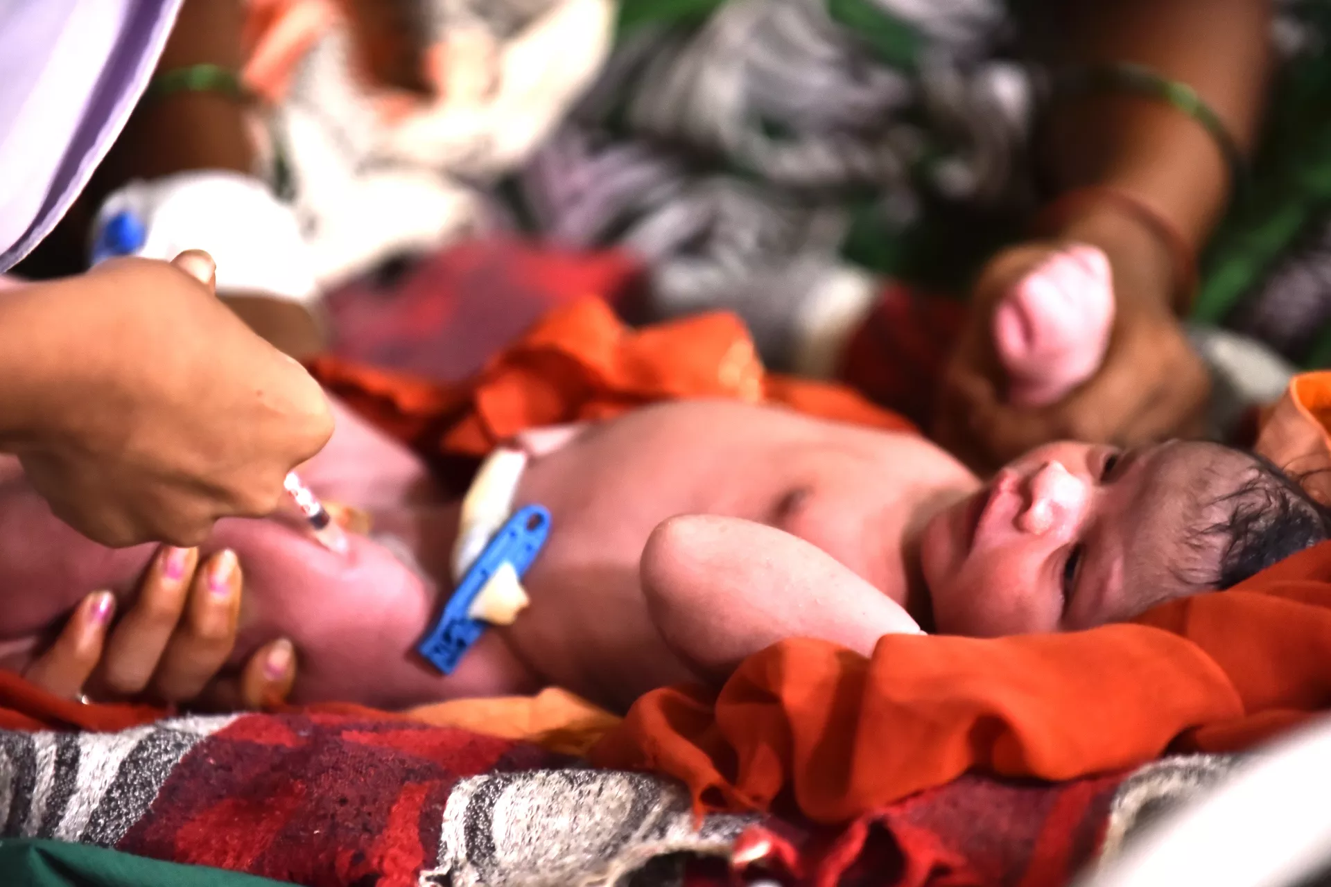 Vaccination of Shyamlata Madavi's baby. 