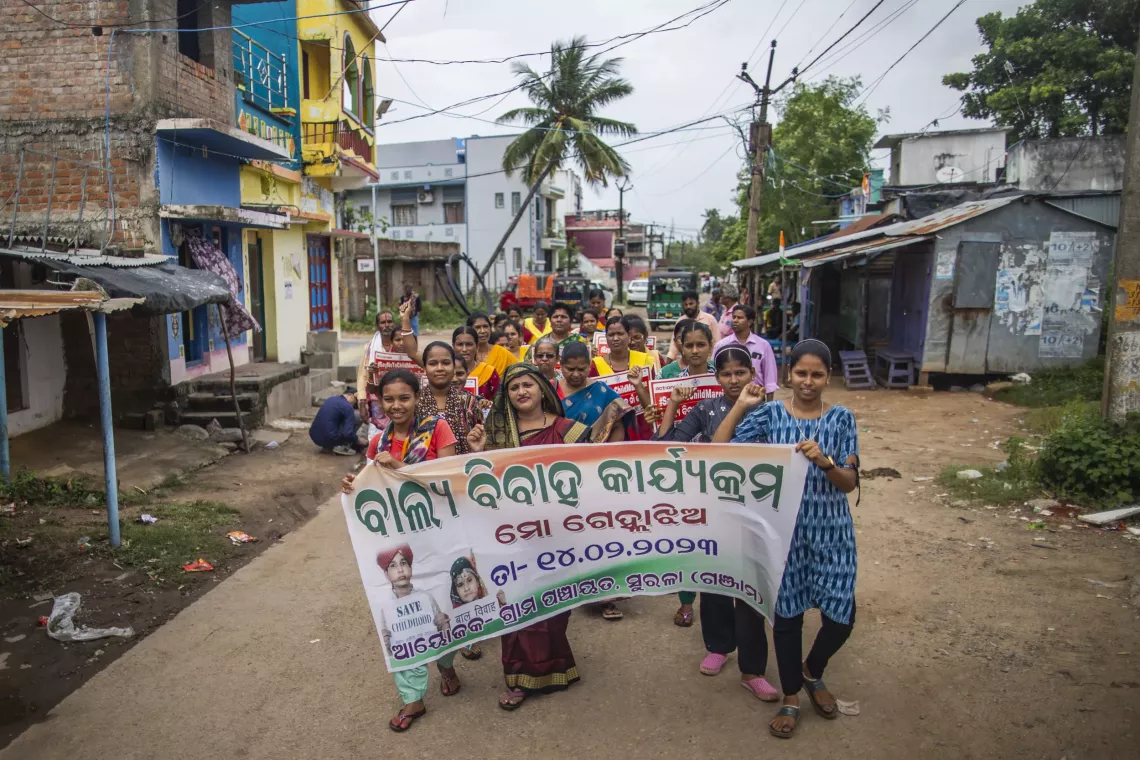 A community rally to prevent child marriage