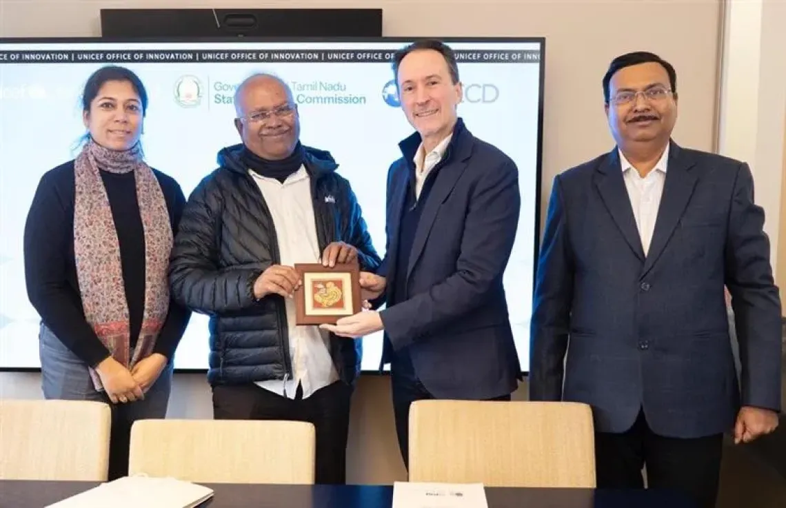 Mr Thomas Davin with Dr Jeyaranjan Jayaraman. Vice Chairperson, Tamil Nadu State Planning Commission and Mr Sajjansingh Ramsingh Chavan IAS, Secretary, Department of Planning, Government of Tamil Nadu. 
