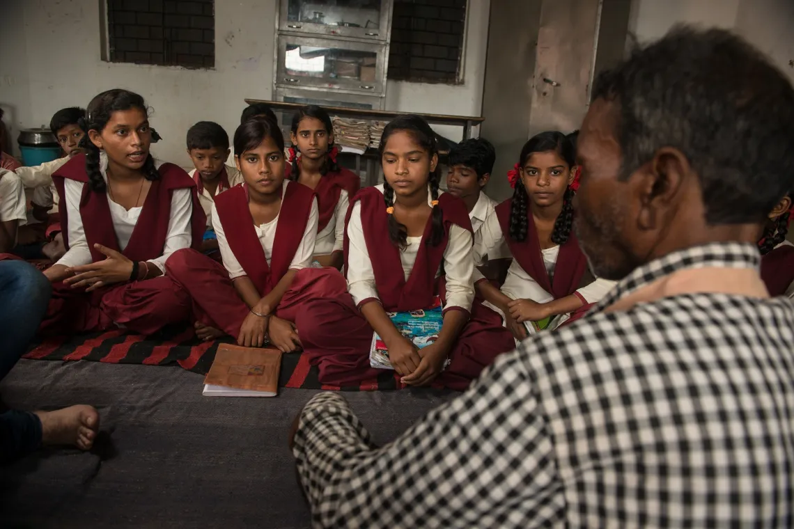 Kusma Kumari interacts with community members in Kanke block of Ranchi in the central Indian state of Jharkhand.