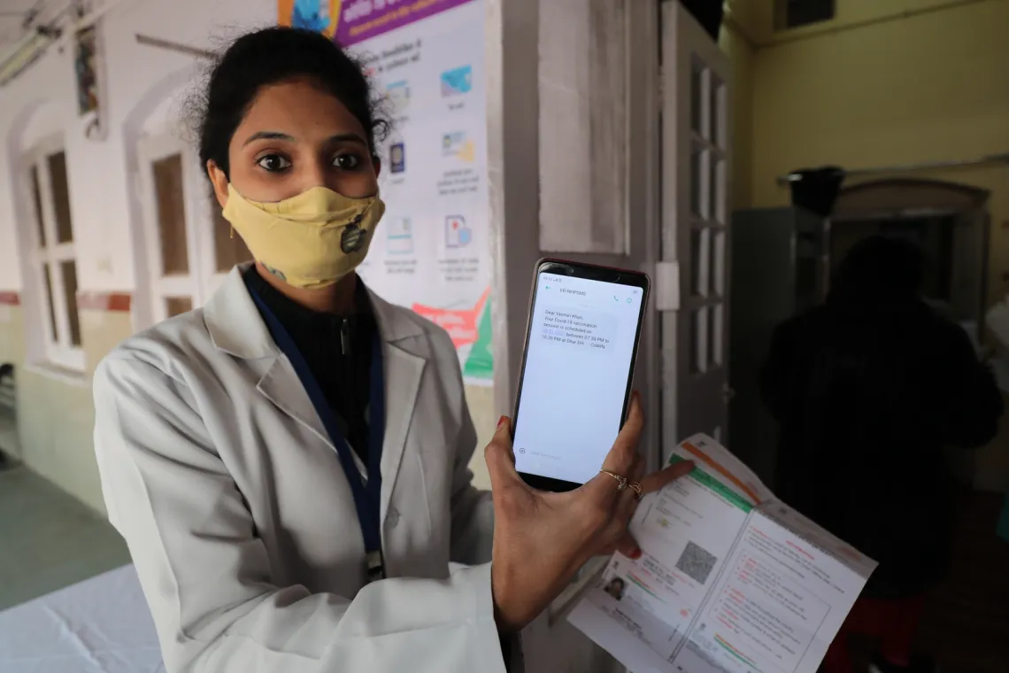Dry run for COVID19 vaccine being held in Dhar, Madhya Pradesh, showing health care workers receive SMS for vaccination, waiting at the center and following other protocols during the nation wide dry run.